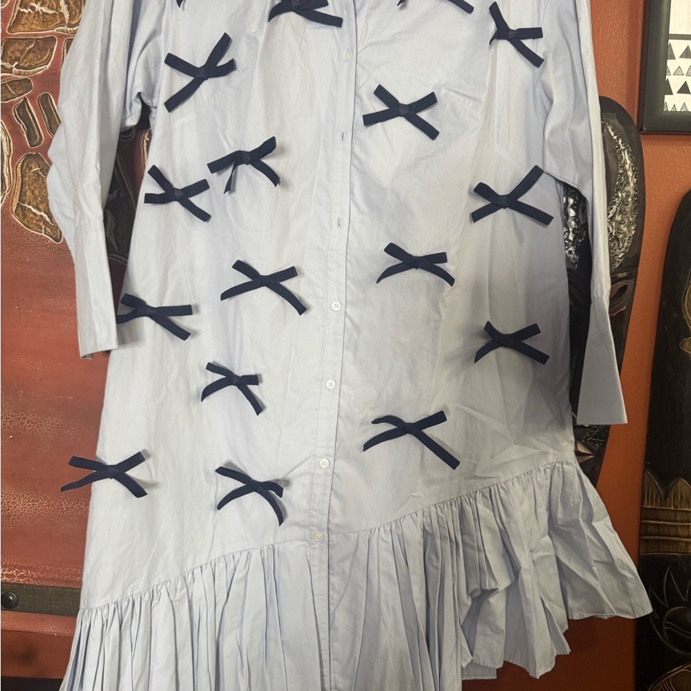 Maeve Light Blue Blouse with Black Trim